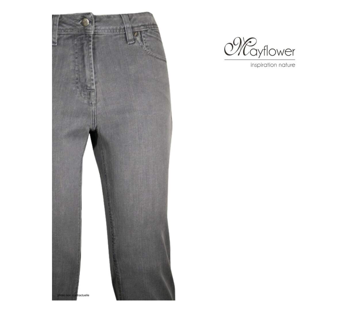 MAYFLOWER 110076U001 - Pantacourt 5 poches pour femme : le confort du denim stretch gris double stone-4