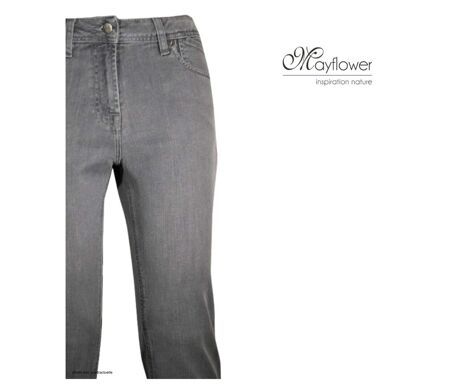 MAYFLOWER 110076U001 - Pantacourt 5 poches pour femme : le confort du denim stretch gris double stone