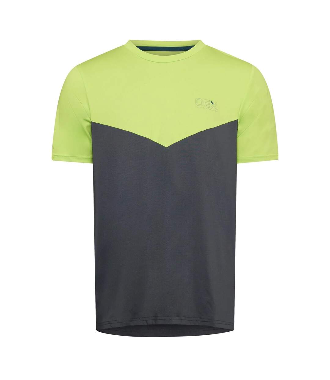 Mens Flynn Colour Block T-shirt Lime Charcoal OEX-1
