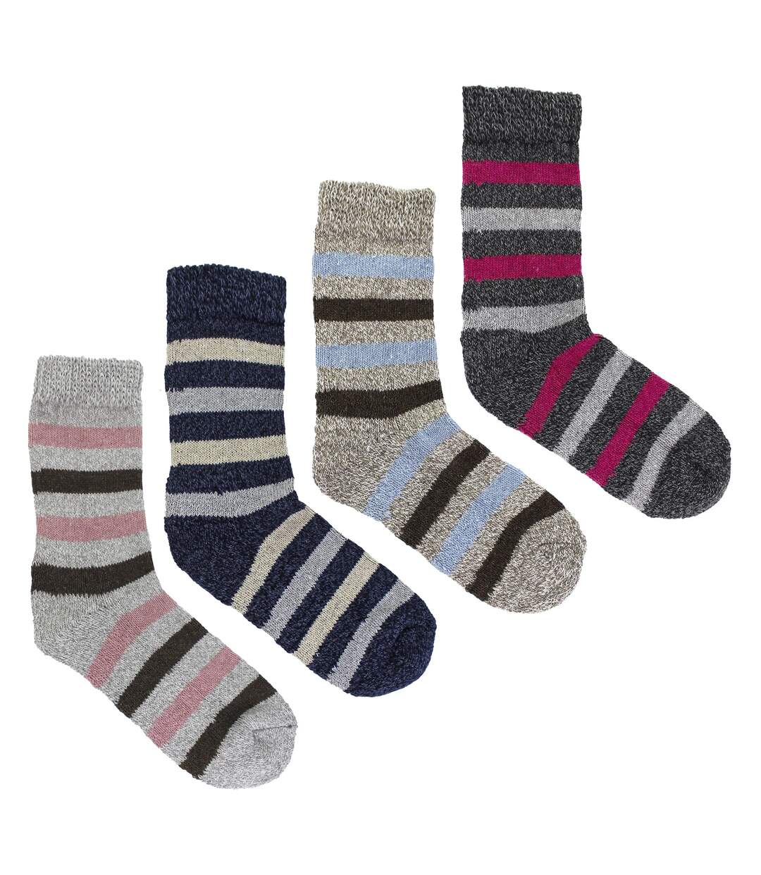 12 Pairs Ladies Non Elastic Boot Socks with Stripes-3