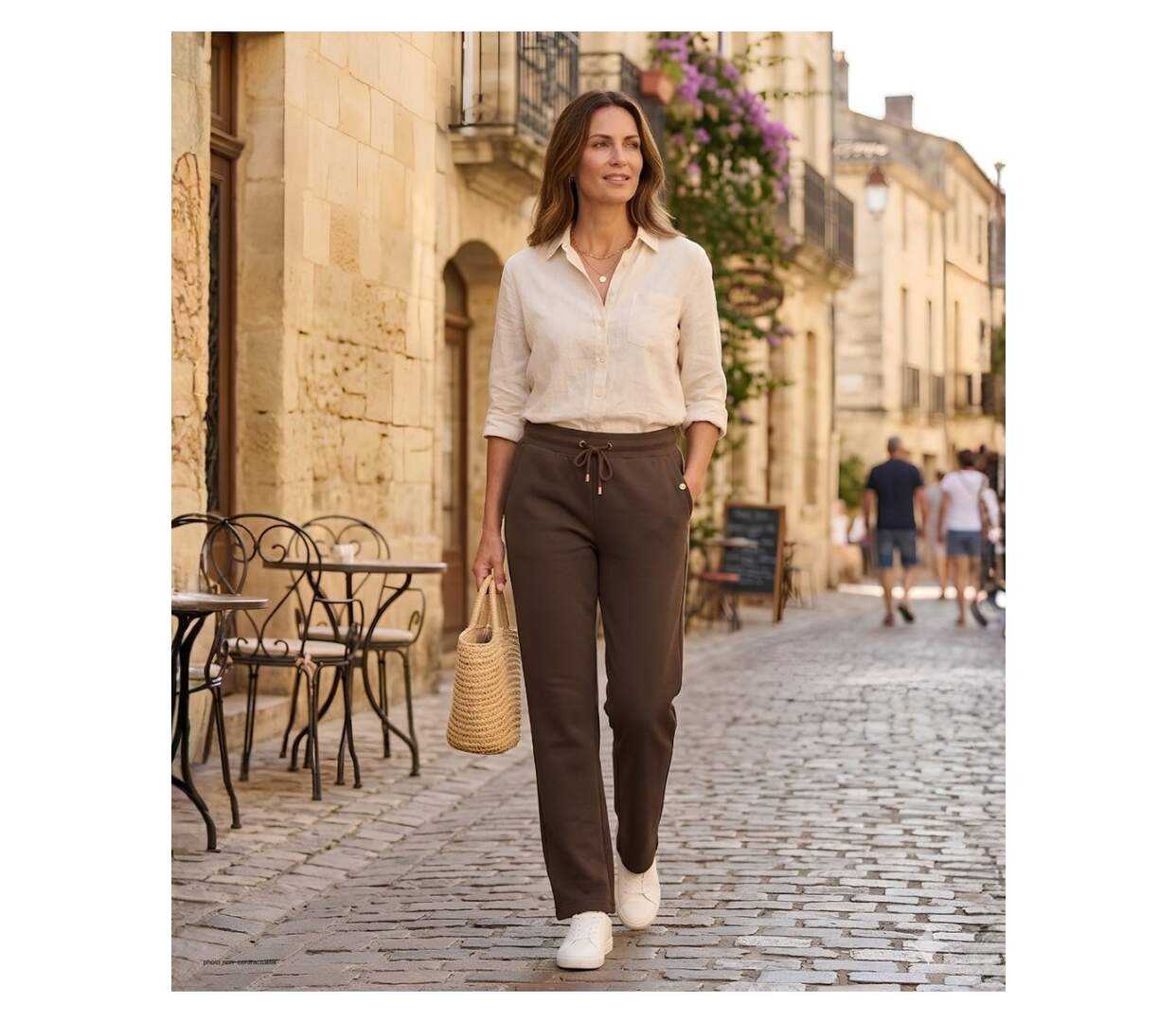 Pantalon Détente en Molleton de Coton Marron - Confort Stretch-5