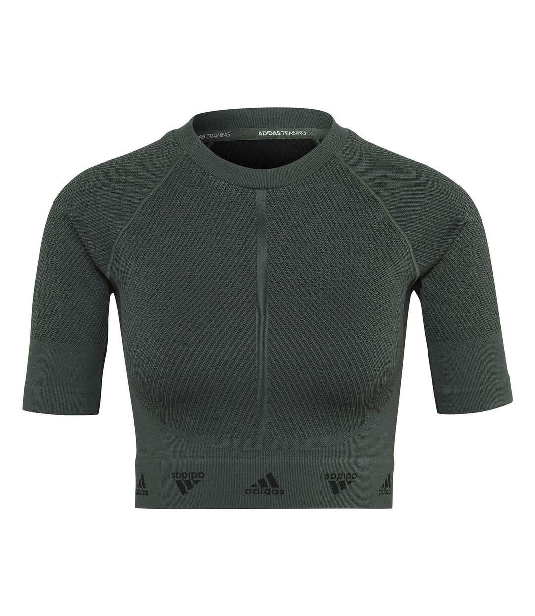Haut Court Aeroknit Femme Vert Noir Adidas-2