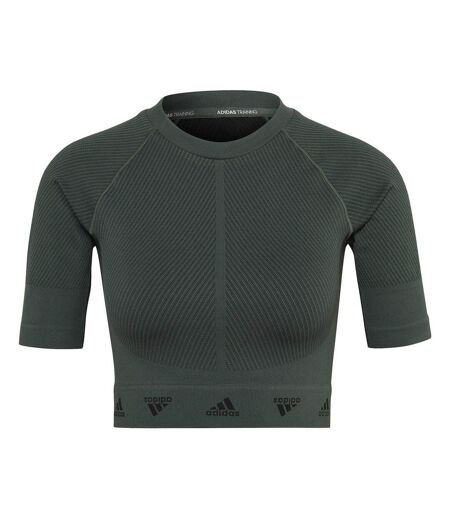 Haut Court Aeroknit Femme Vert Noir Adidas