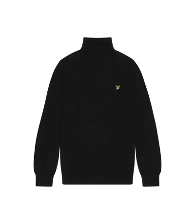 Mens cotton merino turtle neck sweater jet black Lyle & Scott