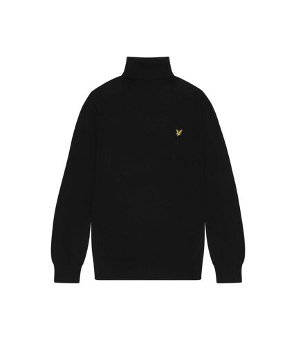 Mens cotton merino turtle neck sweater jet black Lyle & Scott