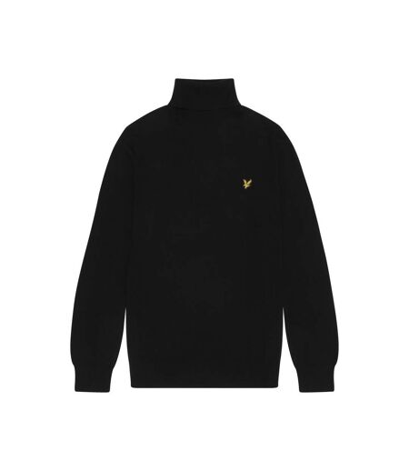 Mens cotton merino turtle neck sweater jet black Lyle & Scott