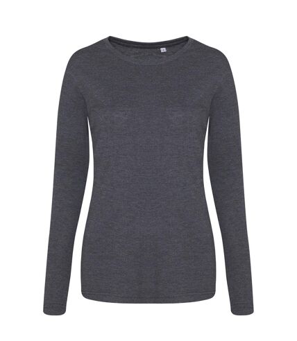 AWDis Womens/Ladies Girlie Long Sleeve Tri-Blend T-Shirt (Heather Charcoal)