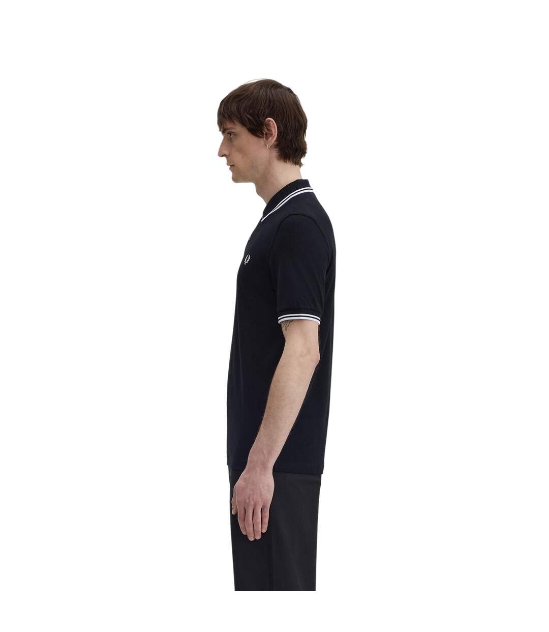 Polo Motif/style Double Pointe Homme Noir Fred Perry-4