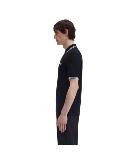 Polo Motif/style Double Pointe Homme Noir Fred Perry