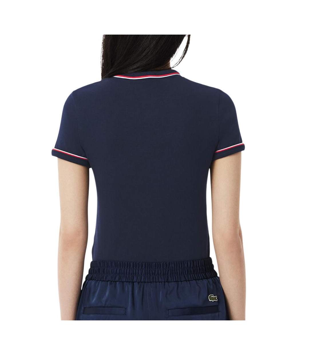 T-shirt marine femme lacoste contrast accent-2