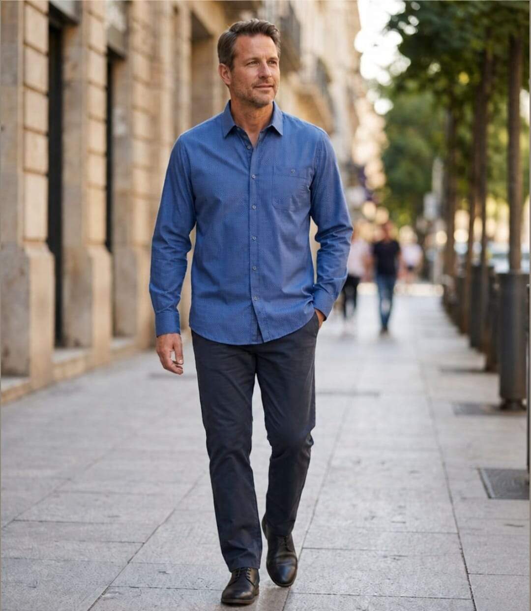 CHALLENGER TAKA2 — Chemise à carreaux manches longues marine et bleu : aisance naturelle et pur coton-5
