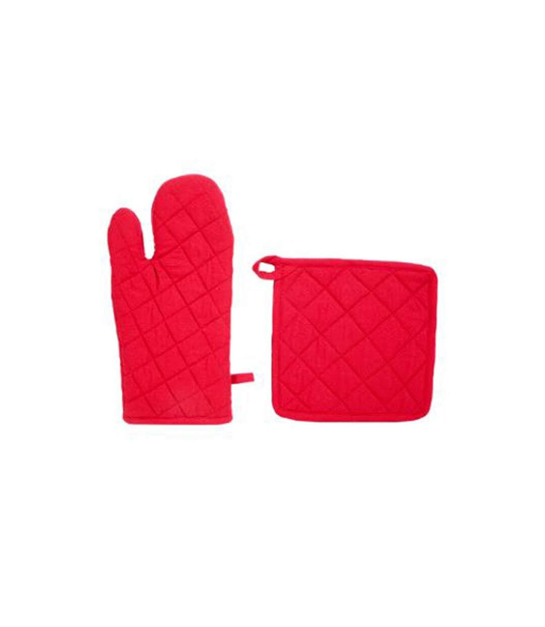 Gant & Manique de Cuisine Coton 33cm Rouge-1