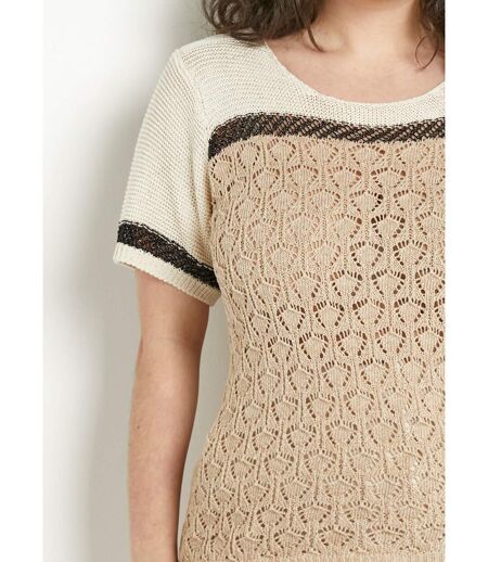 Pull doux brillant manches courtes col rond