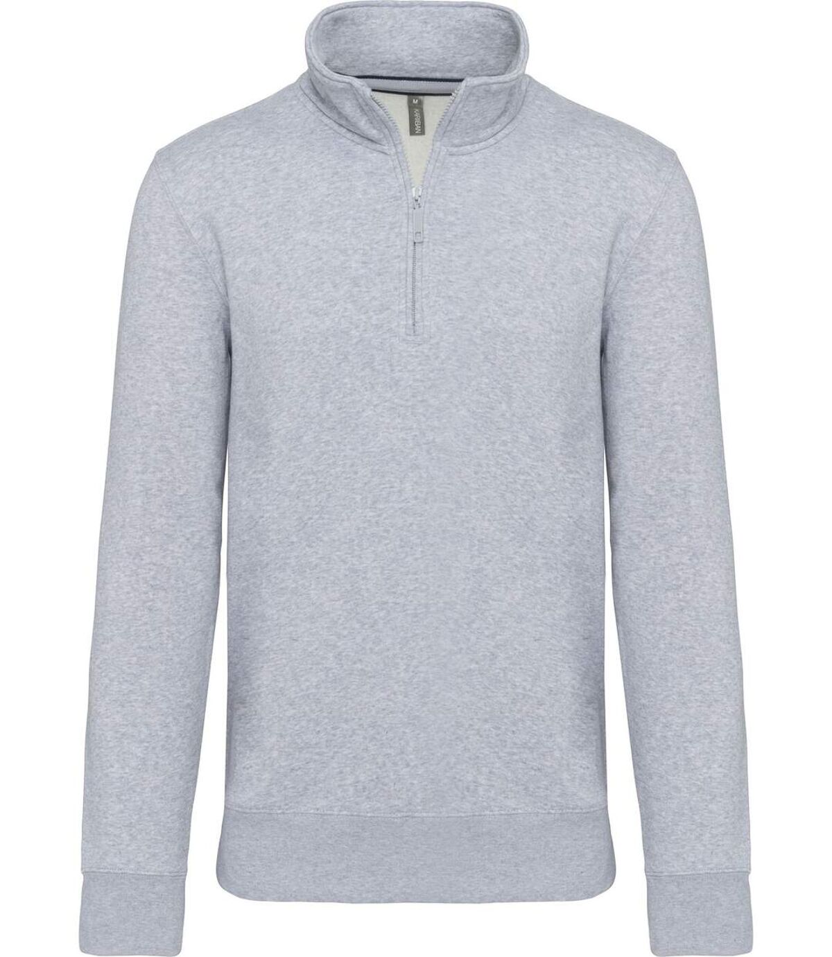 Sweat-shirt col zippé - K487 - gris chiné