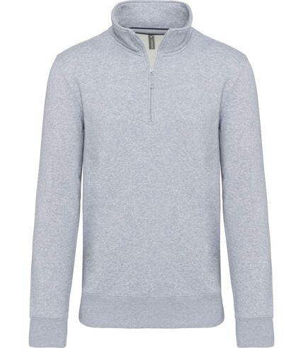Sweat-shirt col zippé - K487 - gris chiné