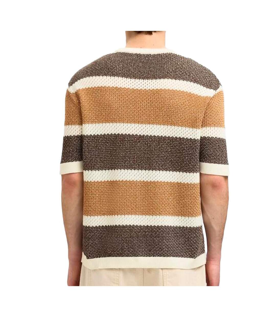 Pull marron/blanc homme selected 16097853-2