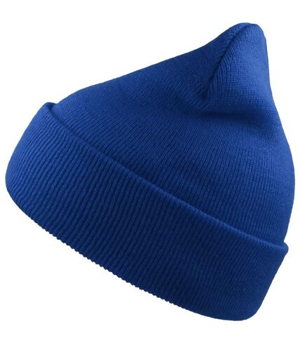 Unisex adult wind recycled cuffed beanie royal blue Atlantis