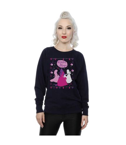 Disney Princess Womens/Ladies Christmas Silhouettes Sweatshirt (Deep Navy)