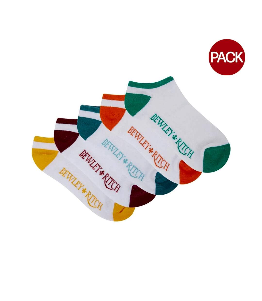 Pack of 5  Mens probus trainer socks  white/green/blue Bewley & Ritch-1