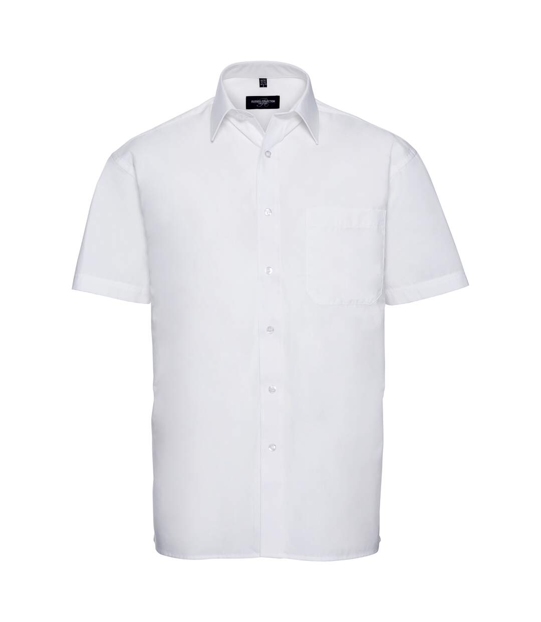 Chemise de travail en popeline 100% coton à manches courtes homme blanc Russell-1