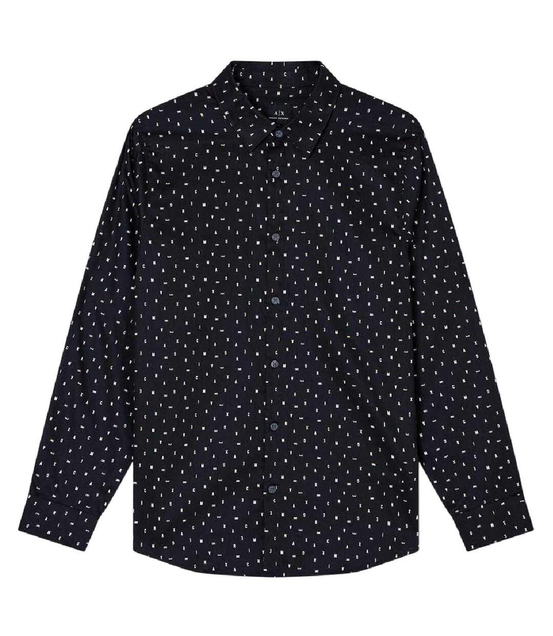 Mens Polka Dot Long-sleeved Shirt Black Armani Exchange-1