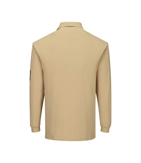 Mens Flame Resistant Anti-static Long-sleeved Polo Shirt Tan Portwest
