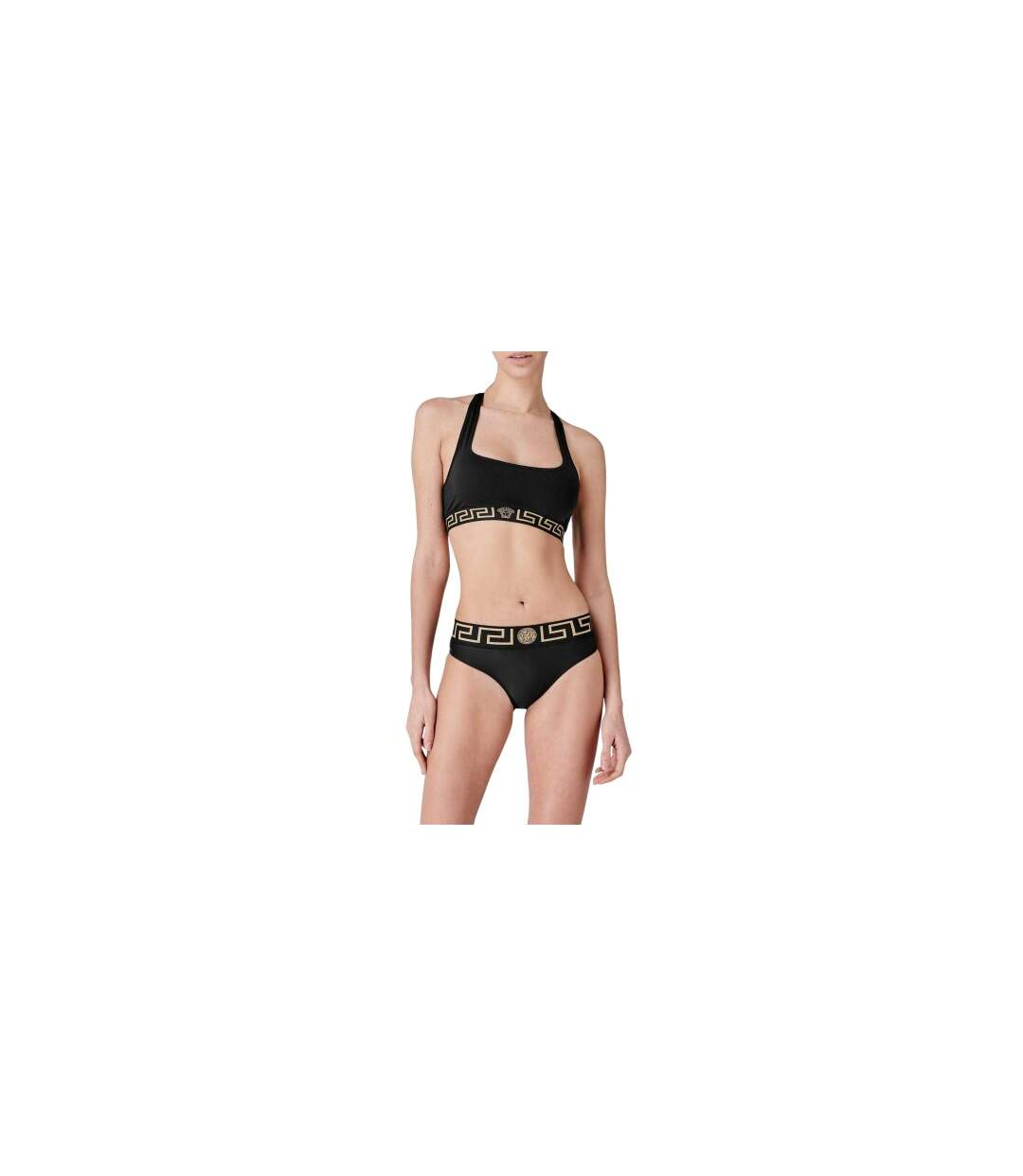 Womens/ladies Greek Key Sports Bra Black Versace-1