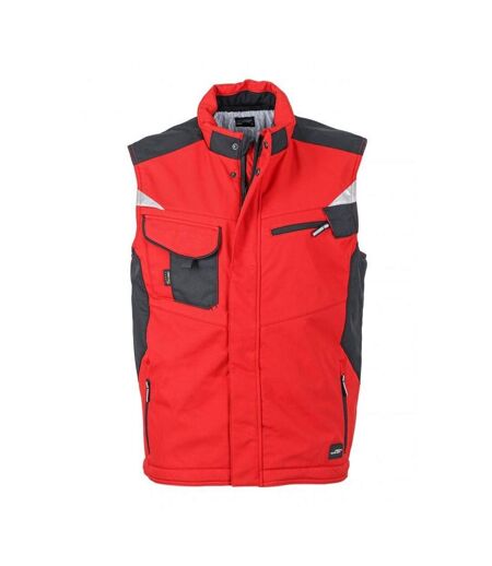 Veste Sans Manches Craftsmen Adulte Rouge Noir James And Nicholson