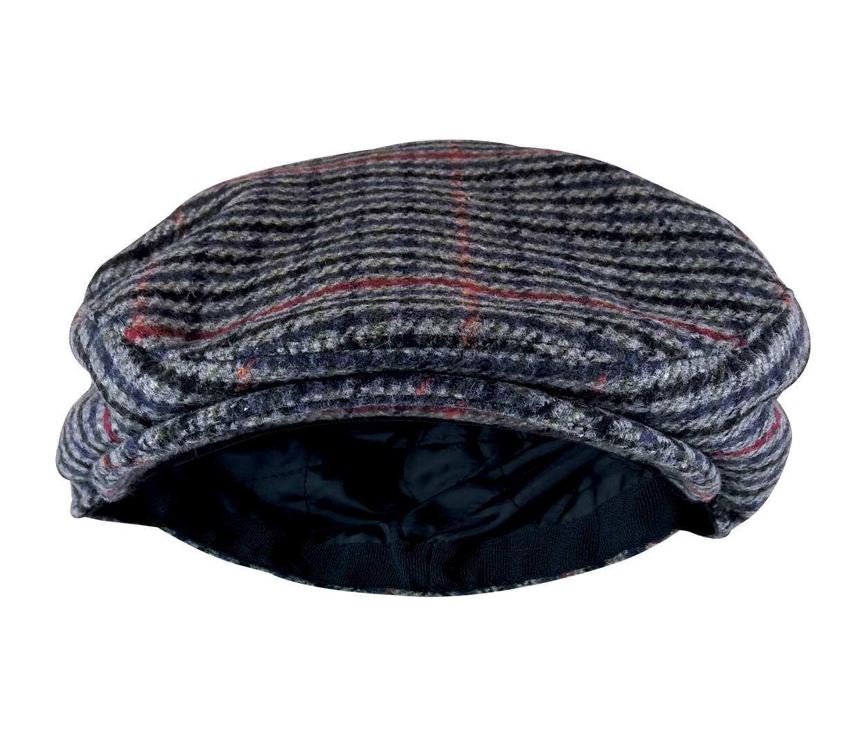 Mens Houndstooth Plaid Wool Blend Newsboy Flat Cap-2