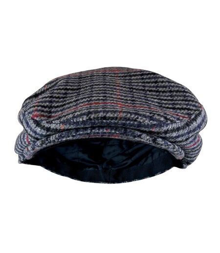 Mens Houndstooth Plaid Wool Blend Newsboy Flat Cap