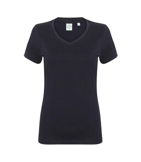 Skinni Fit Womens/Ladies Feel Good Stretch V-Neck Short Sleeve T-Shirt (Navy) - UTRW4423