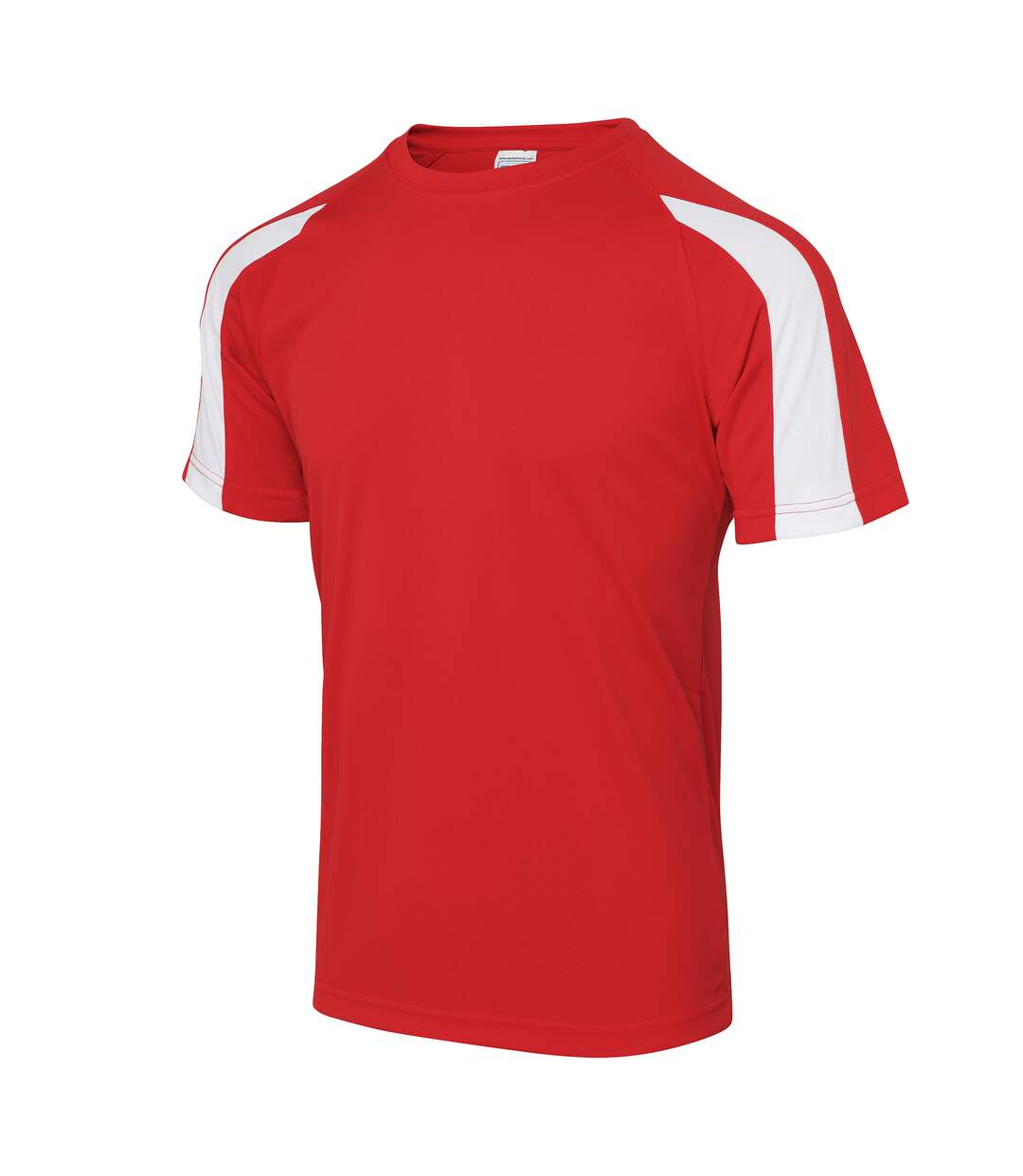 Just Cool Mens Contrast Cool Sports Plain T-Shirt (Fire Red/Arctic White) - UTRW685-1