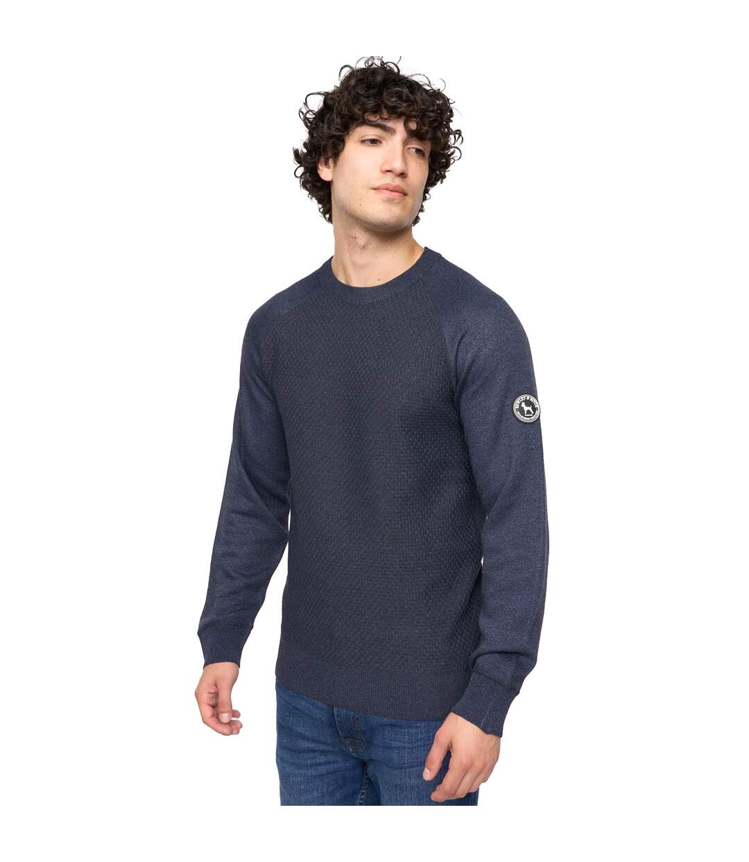 Pull crestfield homme bleu marine chiné Bewley & Ritch