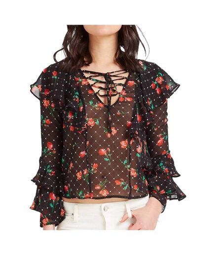 Blouse Noir à fleurs Femme Guess Rose - M