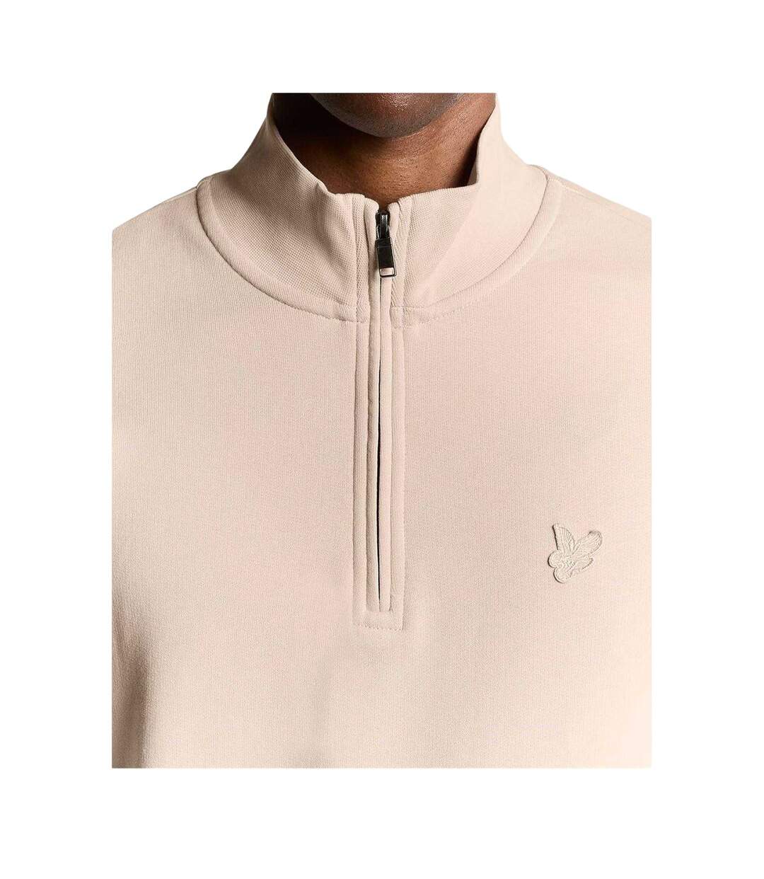 Sweat À Col Montant Zippé Motif/style Logo Brodé Adulte Rose Beige Lyle & Scott-3
