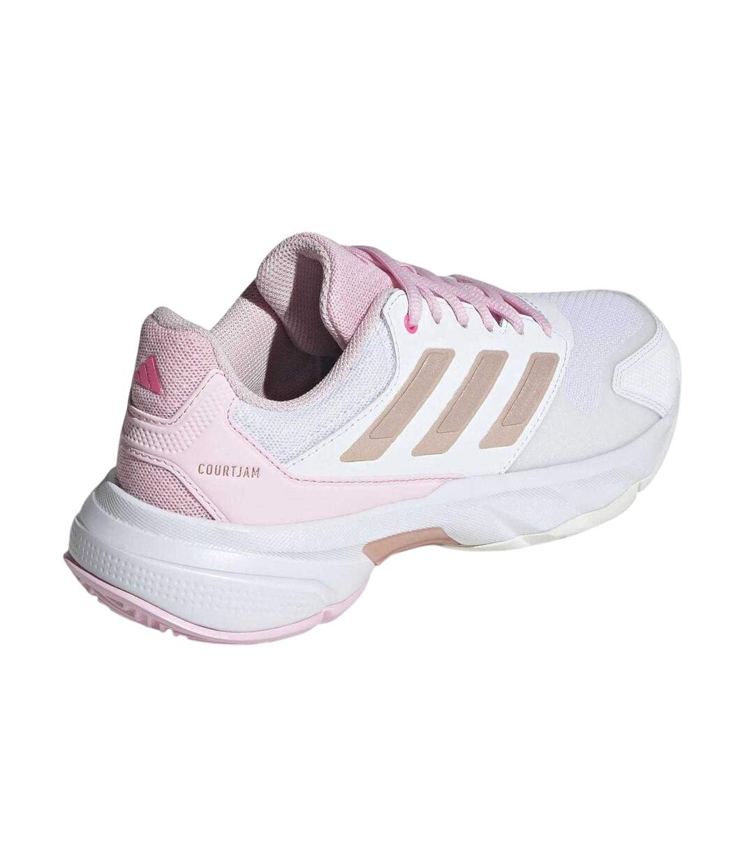 Womens/ladies Courtjam Control 3 Tennis Shoes White Metallic Pink Adidas-2