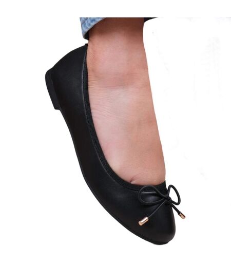 Womens/ladies bexley slip-on flat pumps black Where´s That From