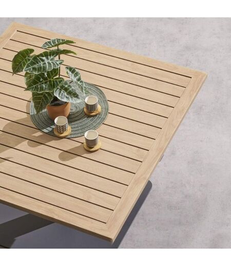 Table de jardin relevable carrée en aluminium SALIMIA - Graphite et honey