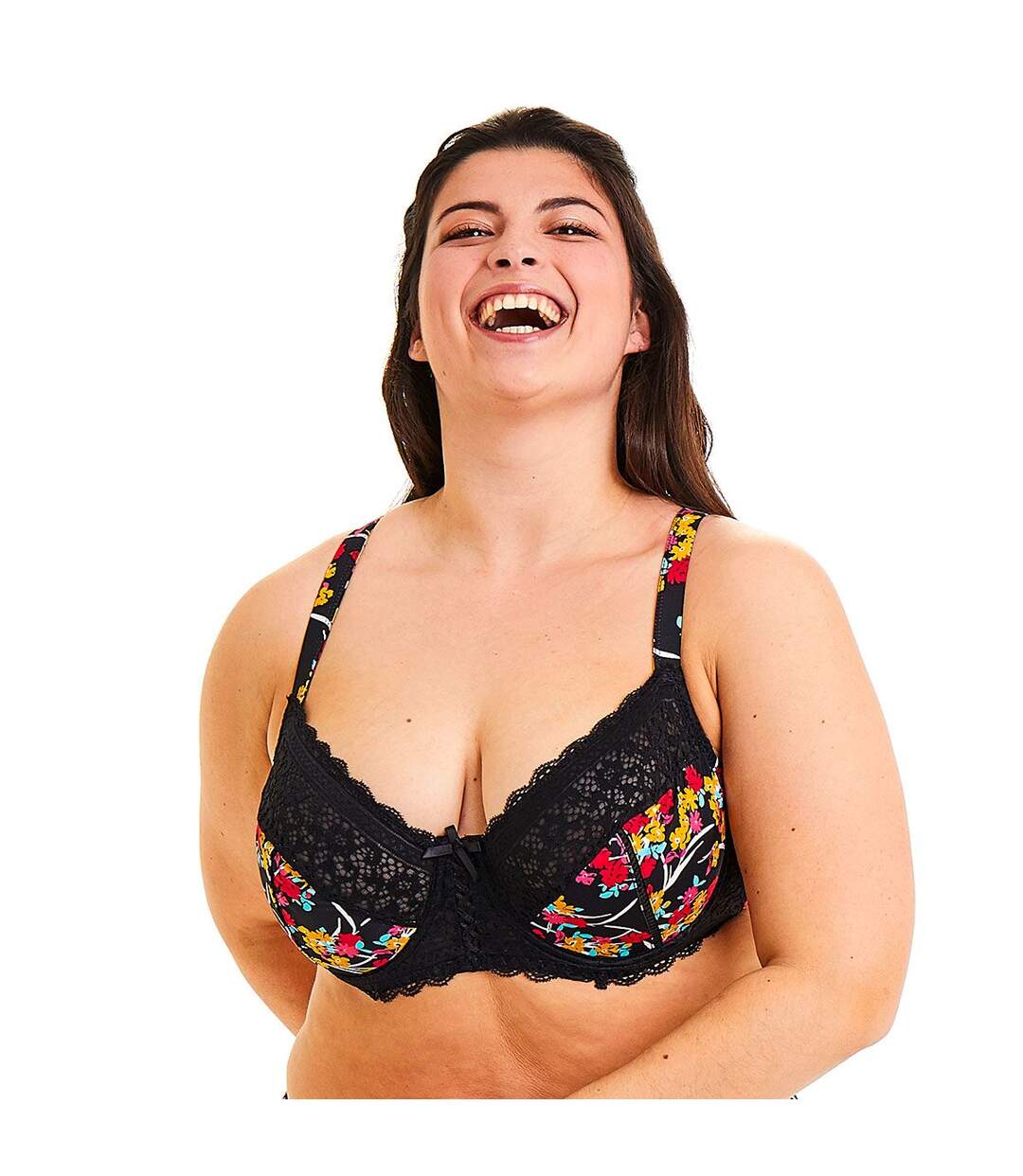 Soutien-gorge grand maintien noir/jaune Elena