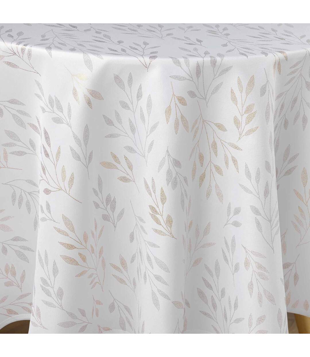 Nappe Antitache Ronde Imprimé Lonigold 180cm Blanc-2
