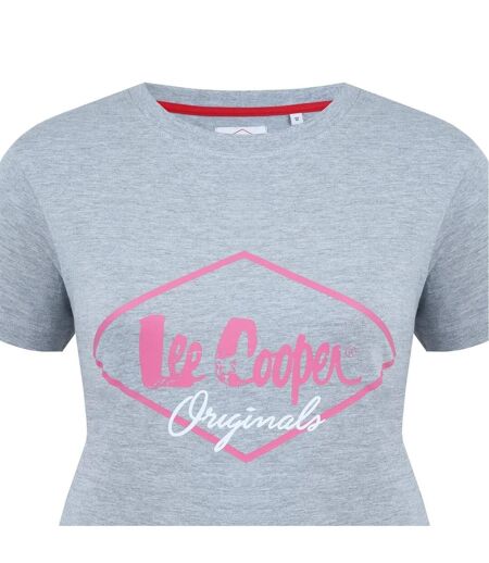 T-shirt Motif/style Logo Diamant Femme Gris Chiné Lee Cooper