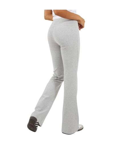 Womens/ladies Flared Yoga Pants Light Grey Marl Brave Soul