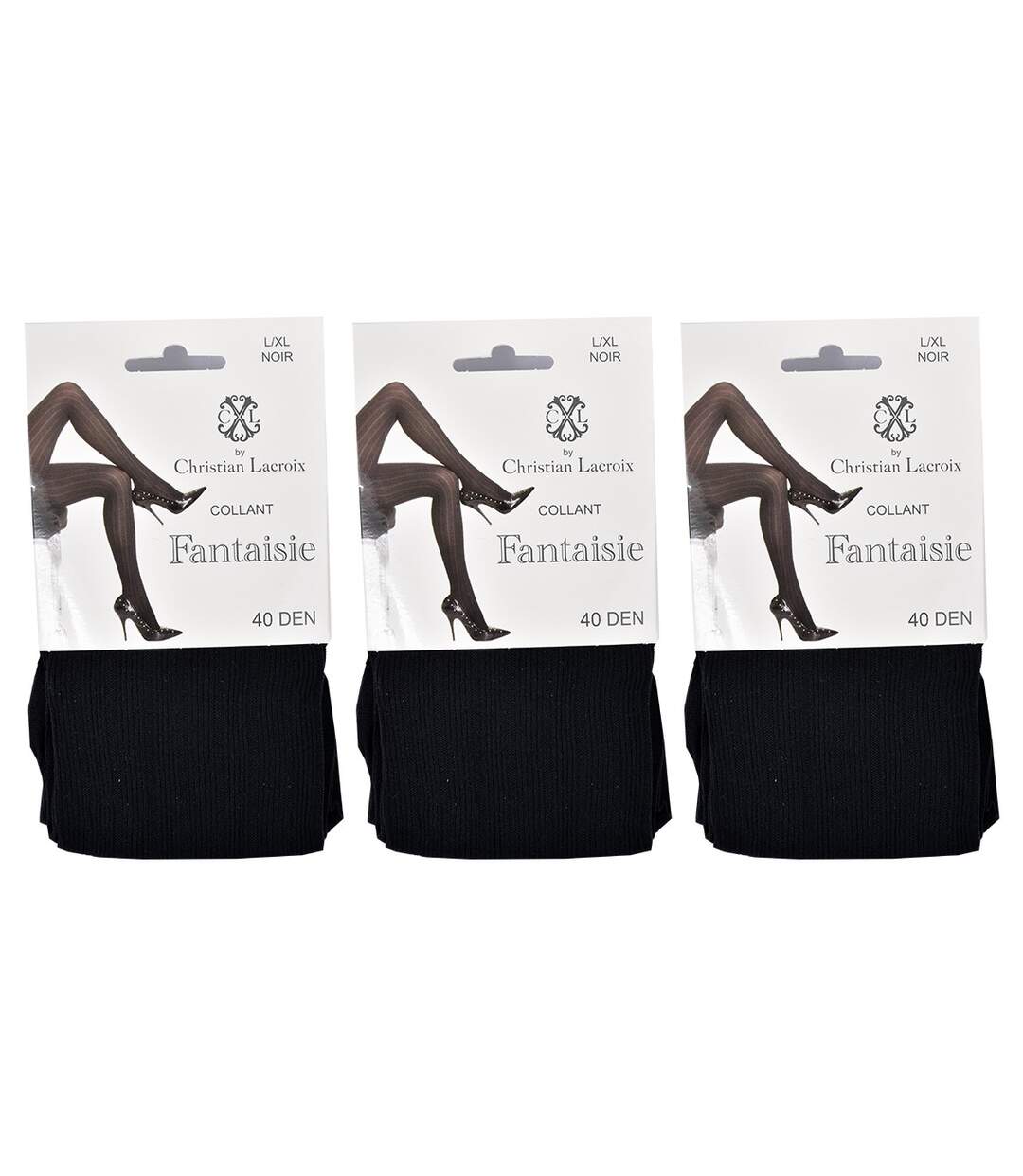 Collant Femme Confort et Qualité CHRISTIAN LACROIX Pack de 3 Collants 40D Noir 1290