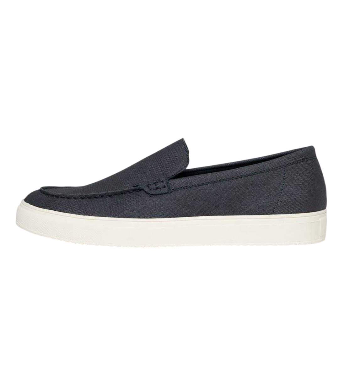 Mens Anthony Canvas Flat Loafers Navy Threadbare-2