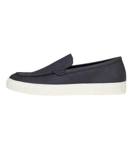 Mens Anthony Canvas Flat Loafers Navy Threadbare