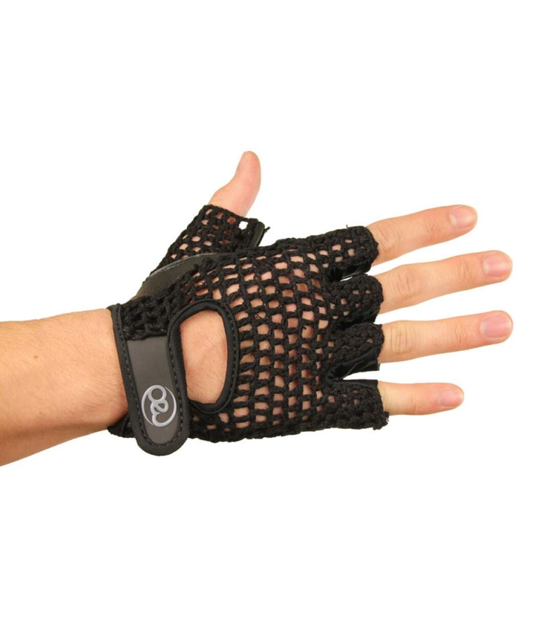 Unisex adult leather fingerless gloves black Fitness Mad-2