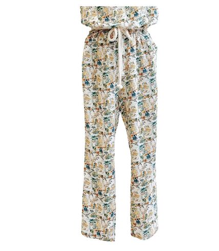 Combipantalon femme manches courtes - Imprimé motifs fleurs