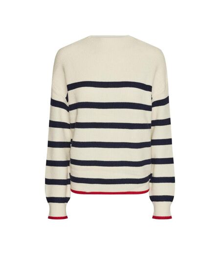 Pull écru/marine femme pieces mock neck knit