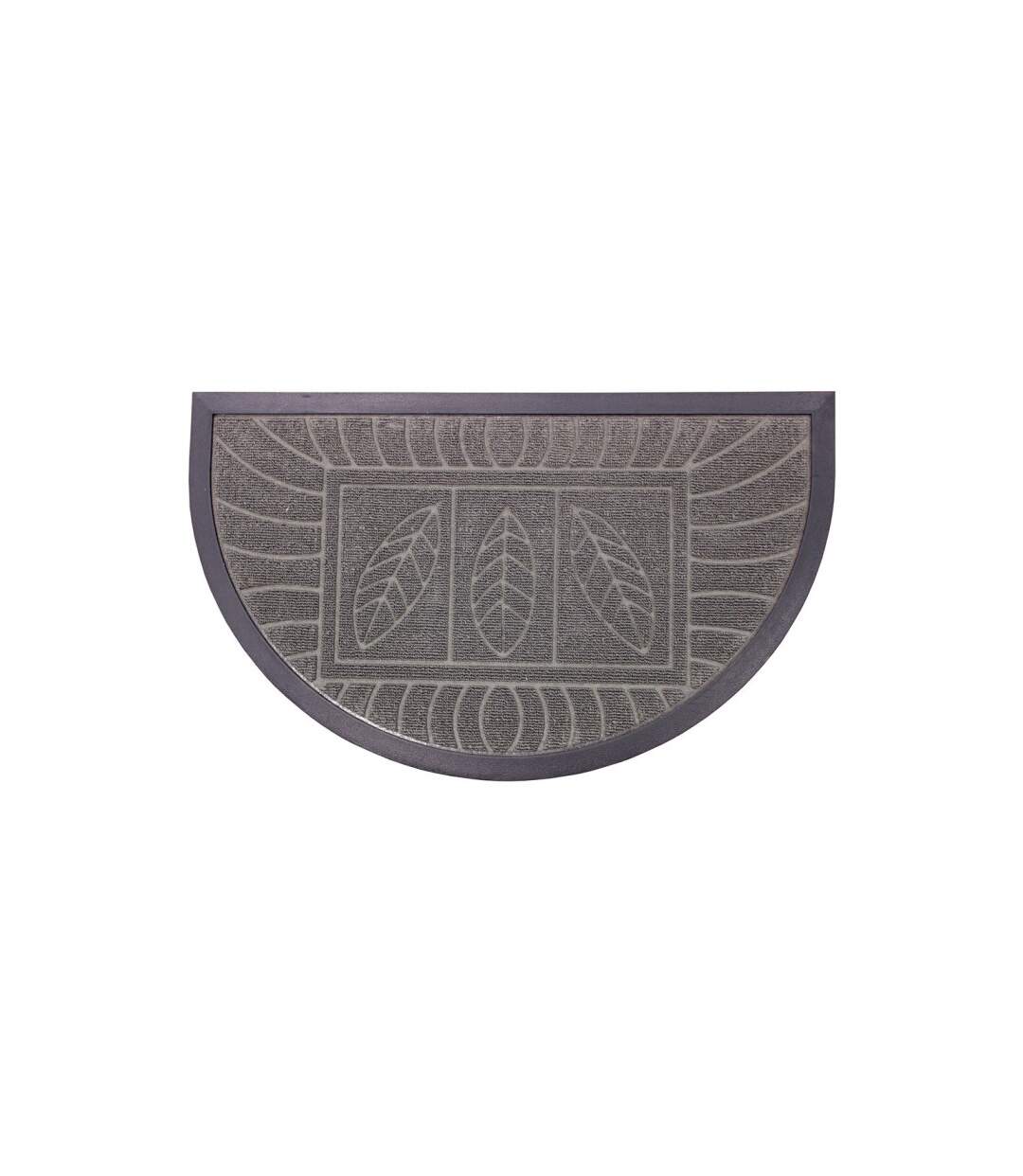Tapis d'Entrée Demi-Lune Feuilles 45x75cm Gris-1