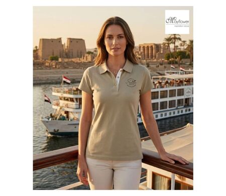 Polo MAYFLOWER LEONOR3 beige en maille piquée : le chic intemporel